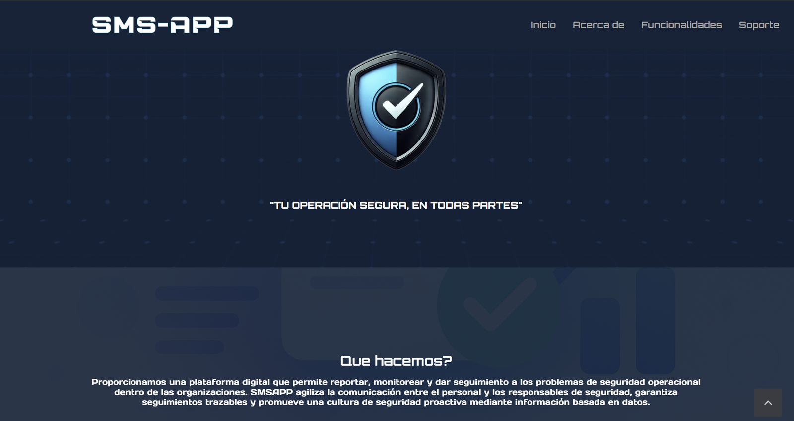 Mockup conceptual de la plataforma SMSAPP